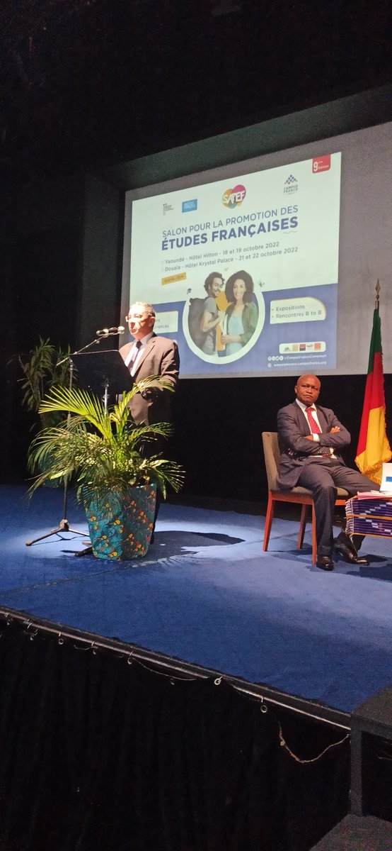 YannLorvo's tweet photo. @IFCameroun et @FRauCameroun au #SAPEF_2022 pour la promotion des études en 🇨🇵
Discussion sur les nouveaux enjeux de la coopération universitaire 🇨🇲🇨🇵avec le @MinesupCmr #JacquesFameNdongo et l'Ambassadeur de France #ThierryMarchand en présence des 60 exposants et des étudiants https://t.co/S7xnUx6FnT