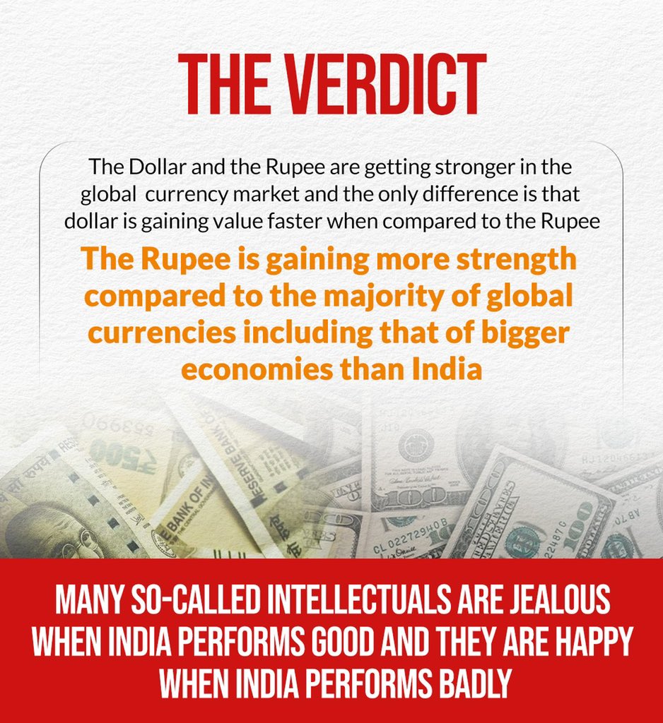 rupamurthy1's tweet photo. Read, Understand And Please Share. 

As usual, a smear campaign is going on against the Modi government, against Mrs.Nirmala Sitharaman &amp; her statement in particular. 

She said “Rupee is not weakening, dollar is strengthening” and here is the explanation 👇🏼 https://t.co/tPV52r0jol