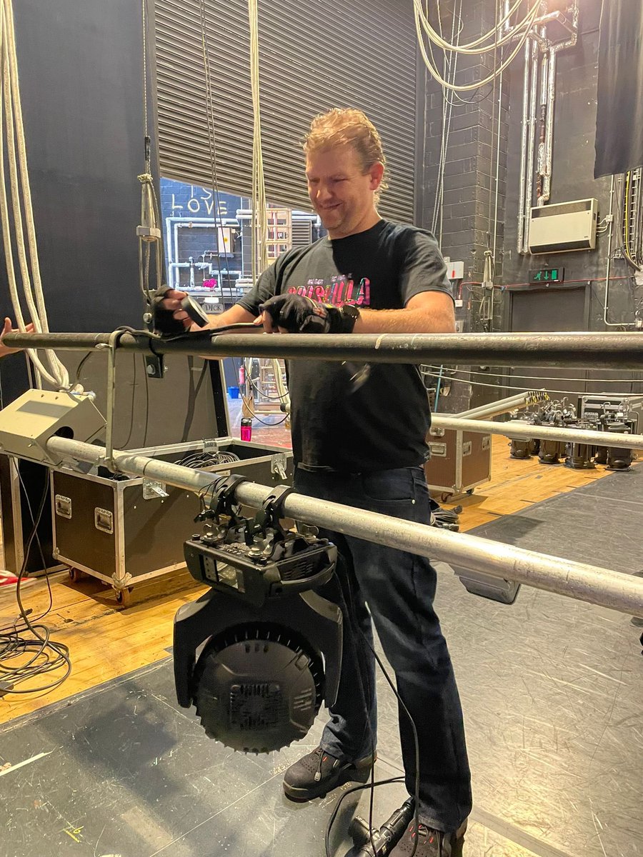 RCTdunblane's tweet photo. Whilst we’re busy rehearsing in #Dunblane, our fabulous #tech team are hard at work at @Macrobert building the stage and rigging the lights!

#AddamsFamily #stirling #lights #sound #stage #musicaltheatre #whatson #shows https://t.co/ozoKuIid2E
