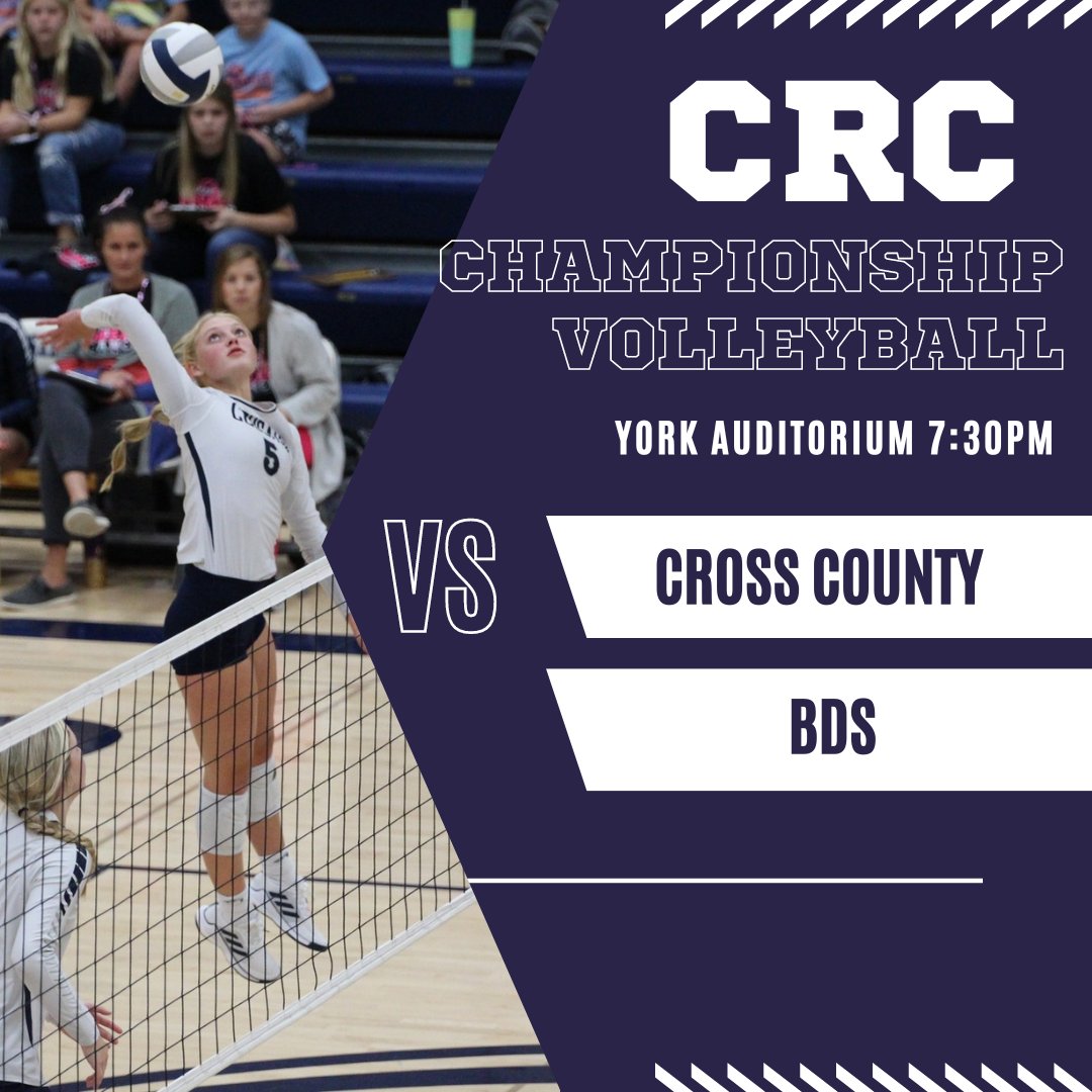 Come out and support <a href="/CrossCountyVB/">Cross County Volleyball</a> tonight as the play for the CRC Championship at the York Auditorium. First serve will be at approximately 7:30 PM. Good luck girls! <a href="/CrossCounty1/">Cross County</a>
