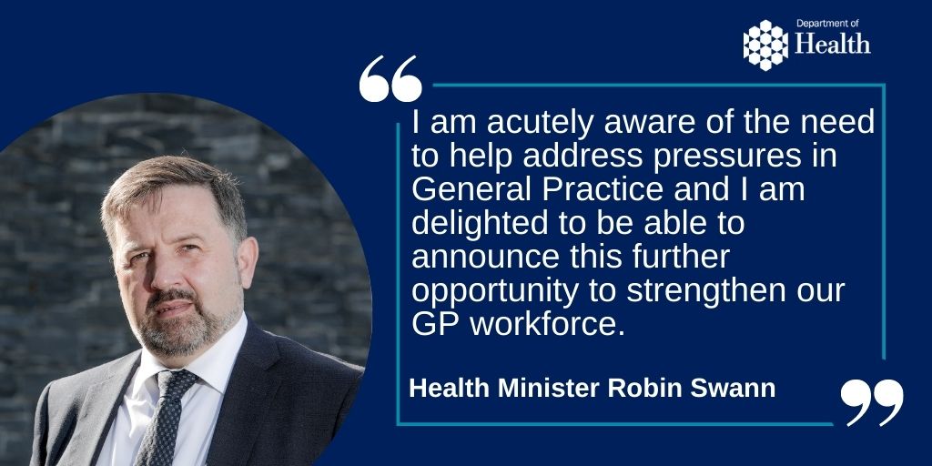 Health Minister Robin Swann is taking action to streamline the processes for GPs qualified in the Republic of Ireland, Australia, Canada, New Zealand and South Africa to take up roles in Northern Ireland. health-ni.gov.uk/news/swann-ann…