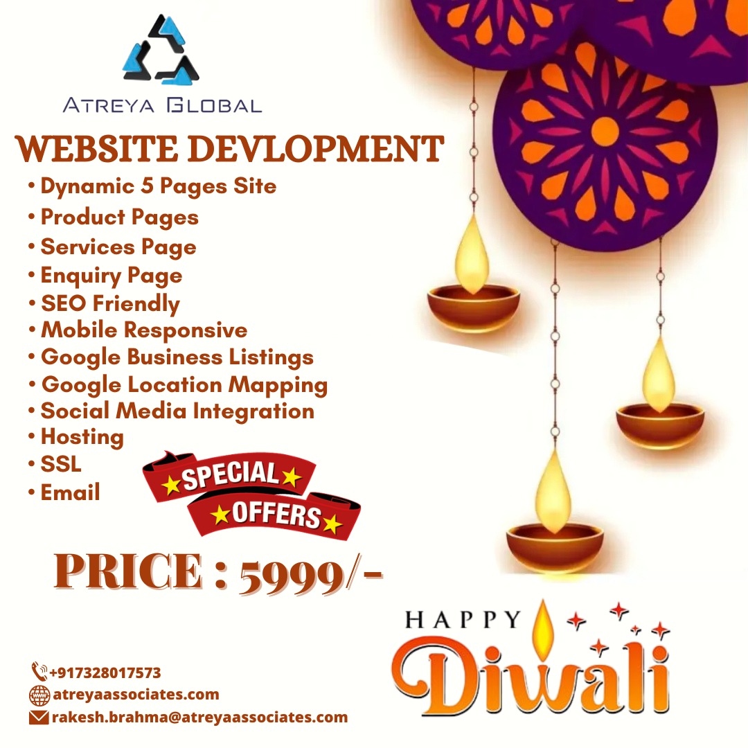 atreyaone's tweet image. Atreya Associates brings you a big Diwali offer on Website Development. Now design your website at just 5999/-

#AtreyaAssociates #WebsiteDevelopment #DynamicWebPage