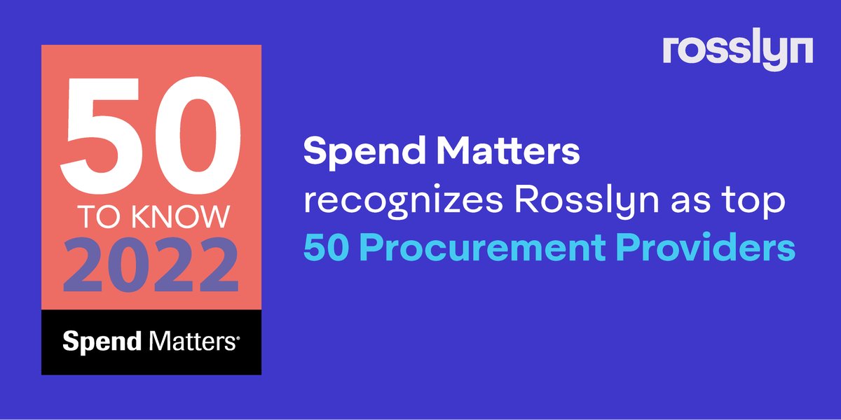 RosslynBI's tweet photo. For the third consecutive year, #Rosslyn has been recognized on Spend Matters' '50 Providers to Know' list. https://t.co/VOWiSHyzfA #ProcurementAnalytics #RosslynPlatform #Procurement #DataManagement https://t.co/oXqMY1l5gD