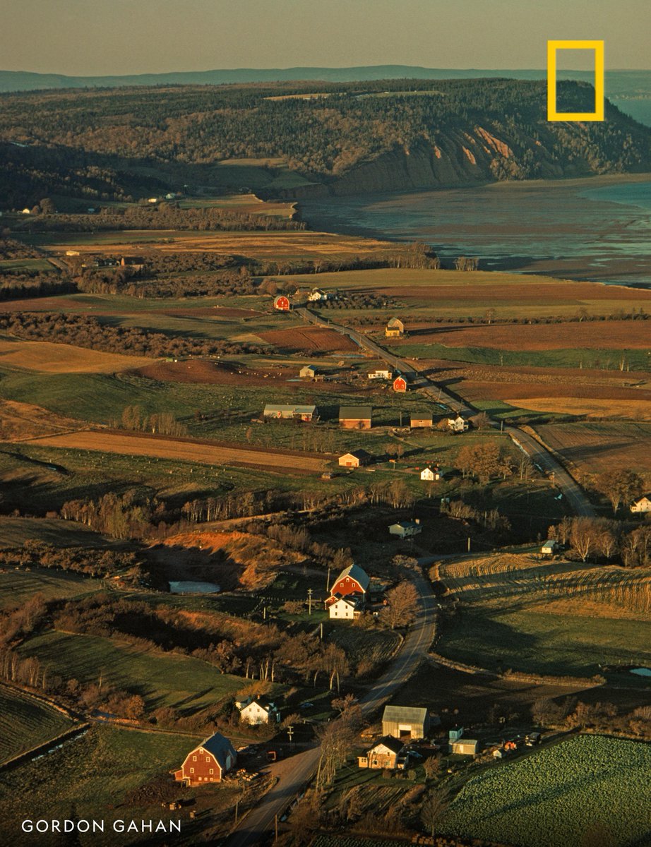 NatGeoHistory's tweet photo. An aerial view of the Annapolis Cornwallis Valley in Nova Scotia, Canada. https://t.co/AvEk58sqmF