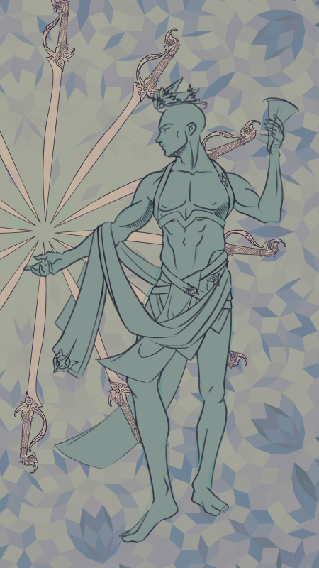 Today I've been working on this Tarot inspired piece, a riff on the Magician. There are still some elements missing from the sketch but here's a wip