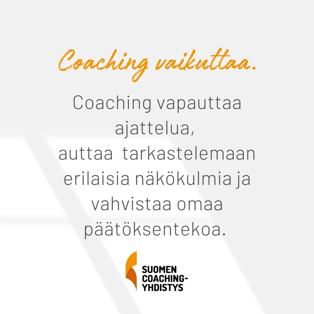 𝗖𝗼𝗮𝗰𝗵𝗶𝗻𝗴 
– vapauttaa ajattelua,
– auttaa tarkastelemaan eri näkökulmia ja 
– vahvistaa omaa päätöksentekoa. 

#coach #coaching #coachingvaikuttaa #työhyvinvointi #hyvinvointi #hr #johtaminen #businesscoahing