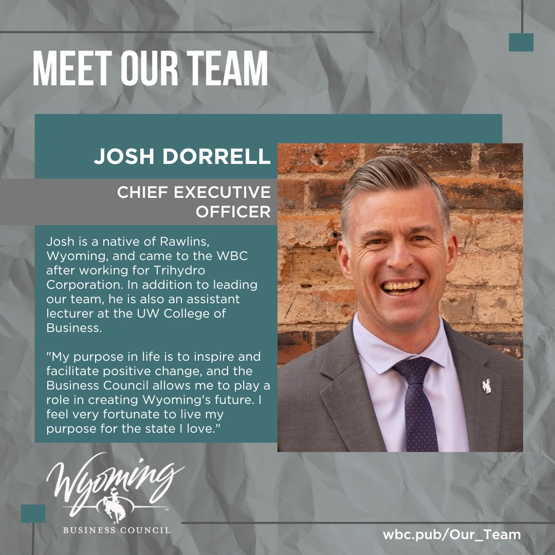 Wyo Business Council (@wyobizcouncil) on Twitter photo Josh Dorrell took the helm at the Business Council mere weeks before the COVID-19 pandemic hit in early 2020 and life turned upside down for businesses, communities, and everyone in general. Those challenges have proven he's up to the job!
As CEO, Josh brings extensive priva... Josh Dorrell took the helm at the Business Council mere weeks before the COVID-19 pandemic hit in early 2020 and life turned upside down for businesses, communities, and everyone in general. Those challenges have proven he's up to the job!
As CEO, Josh brings extensive priva...