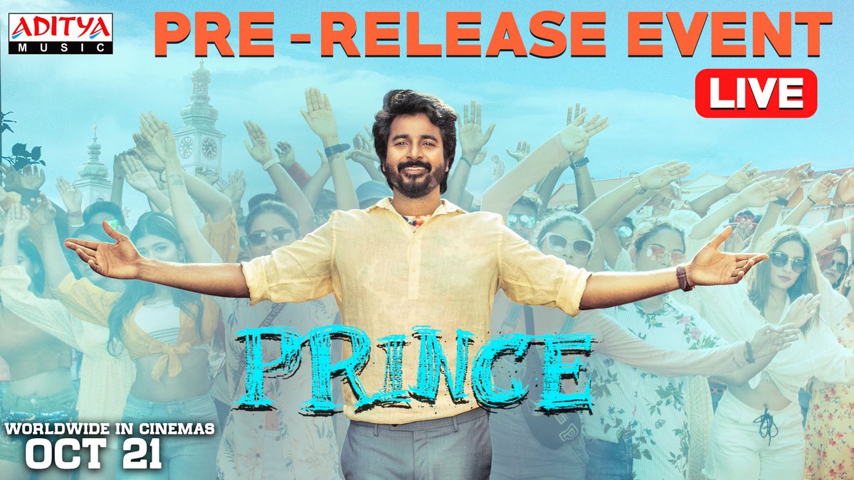 Watch the Grand Pre-Release Event of #Prince🕊️ LIVE from JRC Convention, Hyderabad! ▶️youtu.be/Kbur-8Q6Fiw Releasing in Theatres worldwide on October 21st. #PrinceOnOct21st #PrinceDiwali💥 @Siva_Kartikeyan @anudeepfilm @maria_ryab @musicthaman @SureshProdns @SVCLLP
