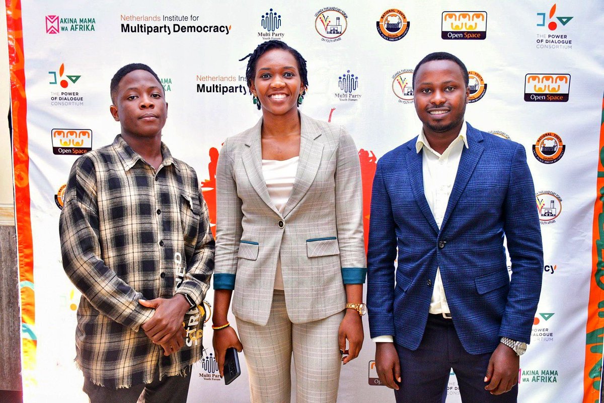 Today at the #PoDYouthSymposium together with the Female Youth MP Hon @PNyamutoro and the DYC #Rwampara @bmuhimbura The youth are taking over and today we made a statement. Thanks to @NimdUganda @upfya_org @amwaafrika @MultipartyYouth @OpenSpaceUganda for the initiative