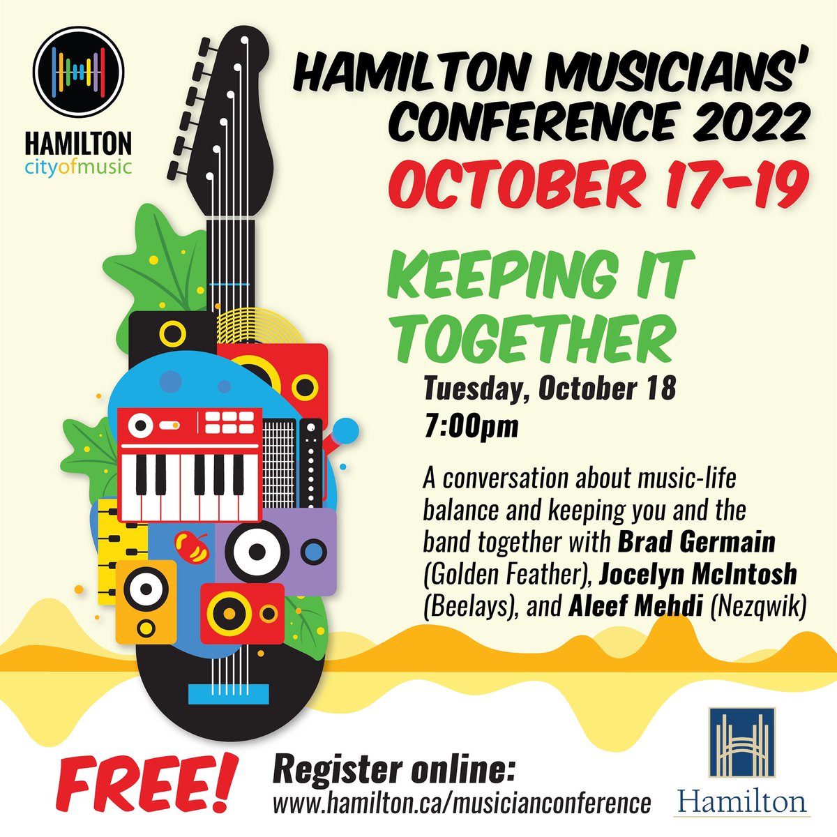 7pm tune into hear from Aleef <a href="/nezqwikband/">Nezqwik</a> Jocelyn <a href="/thebeelays/">The Beelays</a> &amp; Brad from GoldenFeather moderated by Deshaun Jones. 

Today’s Conference topic: Keeping your band together.

Still time to signup: tinyurl.com/2s4euh9u #HamOntMusic #smallbusinessweek