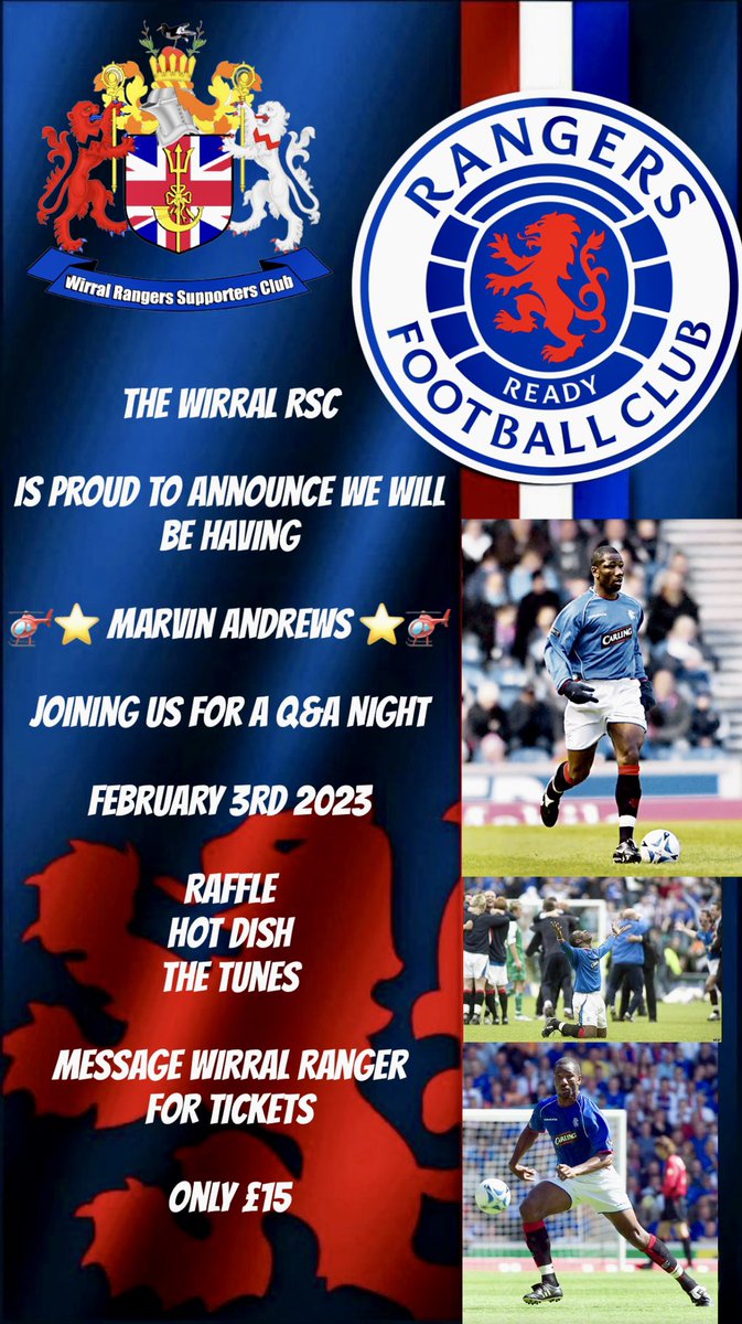 Over the moon to be hosting @marvellous_77 in our wee club. The members are looking forward to this one 🇹🇹 @RangersFCSLO @SeafarerMichael @thisisibrox @NorthWalesLoyal @ibroxrocks @TremendoHendo72 RTs appreciated 🇬🇧🚁