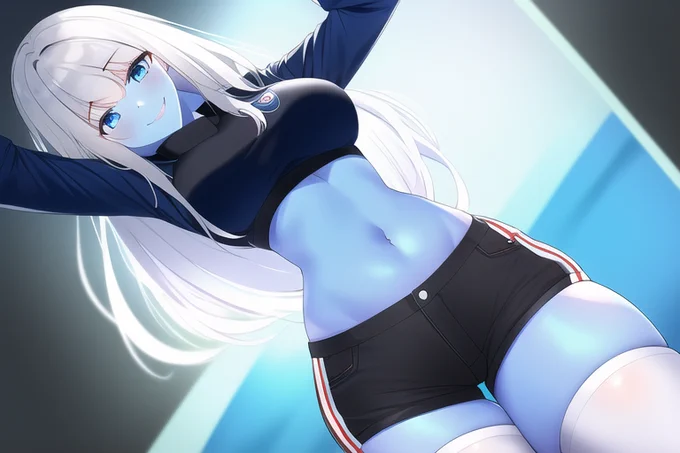 付け加えると、上の生成されたキャラが皆ムチムチなのは私の趣味です。ともかく、第一頁執筆後に呪文の適用例が全員巨乳なのはバランスが悪いと思い少しボリュームを下げた結果が下の2枚ですあと青肌呪文のNPに巨乳を追加しないでください。そのせいで左の作成に手こずりました#NovelAI #青肌 