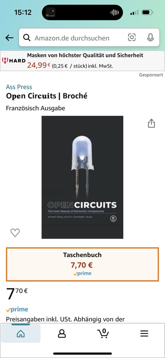 gtz42's tweet photo. @devnoname120 @nostarch @oskay Looks legit: 

O𝐩𝐞n Cir𝐜𝐮𝐢ts | Broché

Not even ASCII characters!

(But I found the proper one, too. With the same dull cover.) https://t.co/GpEJILO7gT