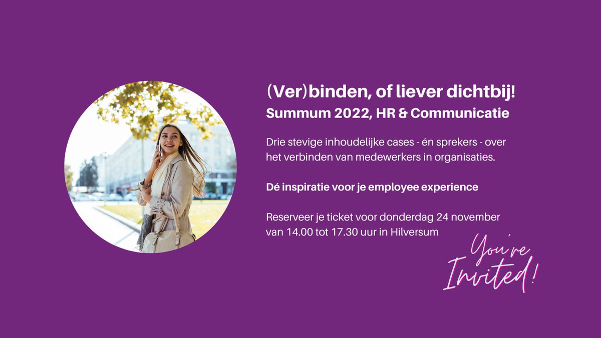 HRCommunicatie's tweet photo. Op 24 november krijg jij dé inspiratie en nieuwe inzichten voor je #employeeexperience tijdens het summum van @HRCommunicatie dit jaar in Hilversum -> RSVP: https://t.co/YFvUObeOt0 https://t.co/KcaBvsIKpA