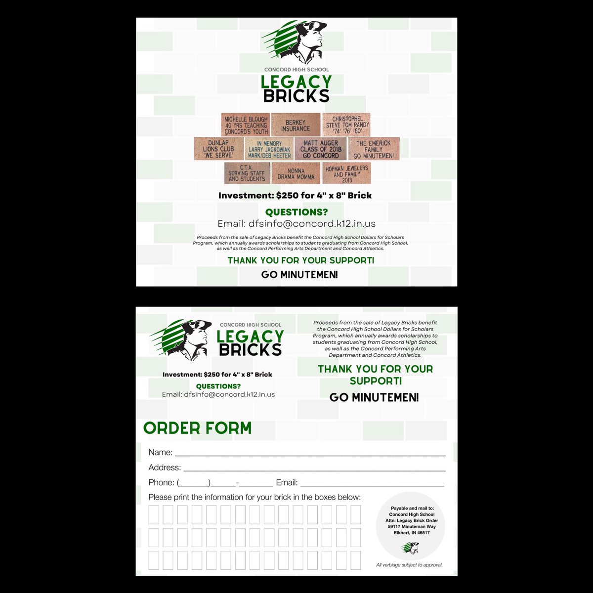 ConcordDFS's tweet image. We are partnered with Concord Performing Arts &amp;amp; Concord Athletics to raise money for our students. Purchase a legacy brick and let your legacy live on forever. #DollarsForScholars #Concord #Athletics #Sports #Music #Performing