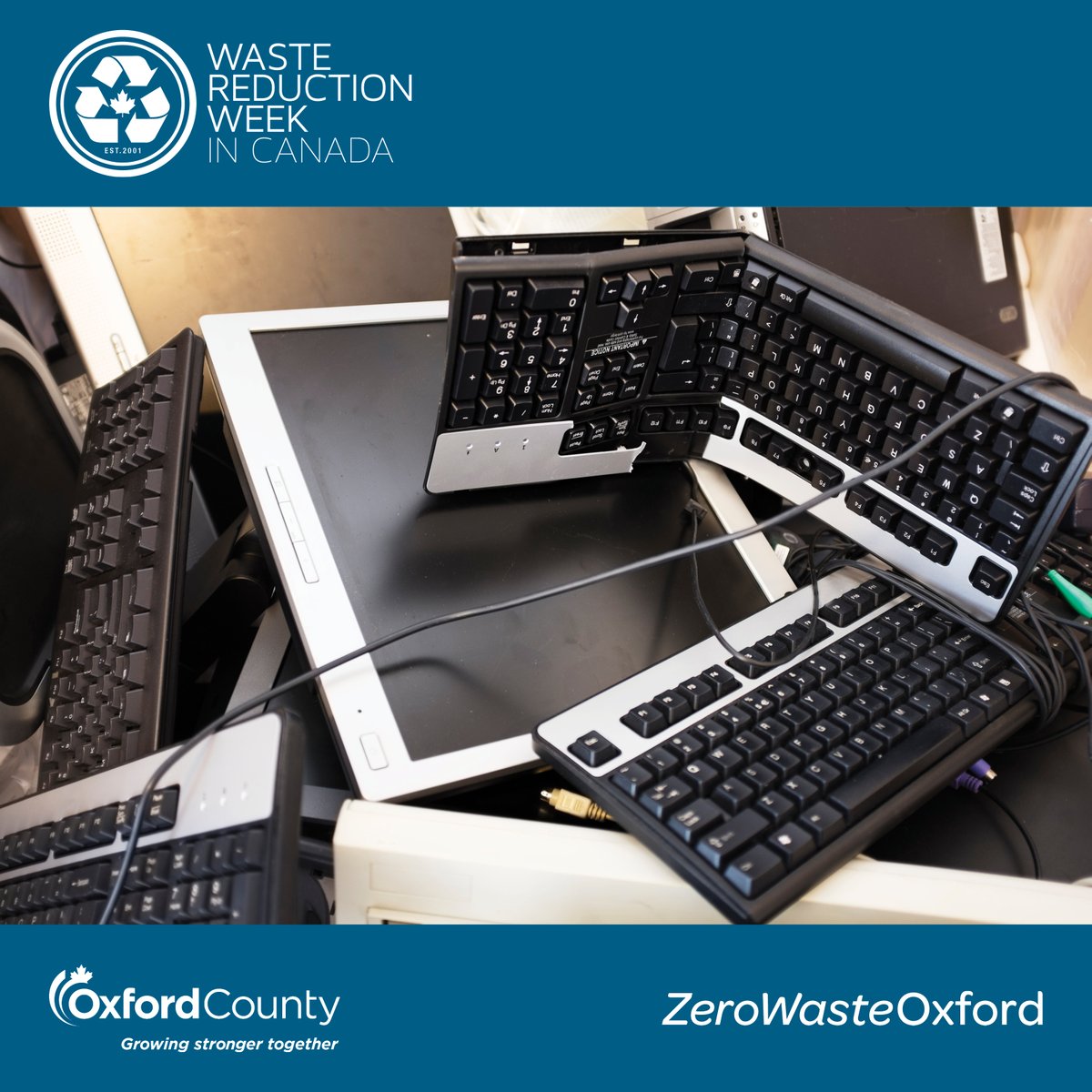 E-Waste Wednesday is today’s theme for National Waste Reduction Week. Last year, the total amount of electronic waste reached 53.6 million metric tonnes world wide. You can find out where to properly dispose of e-waste in Oxford County at wasteline.ca.