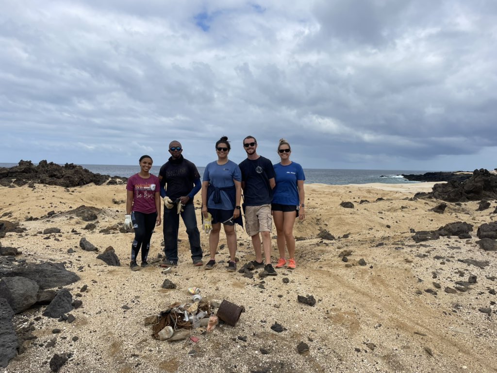ZSLMarine's tweet photo. A successful start to week two! A beach clean at Grubby beach, more shoreline monitoring and meeting more friendly faces around the island.

#Ascension #SmallislandBigvision #OceanPlastic  

@OfficialZSL @AIGConservation @AscensionMPA https://t.co/1OKX1f4Jpo