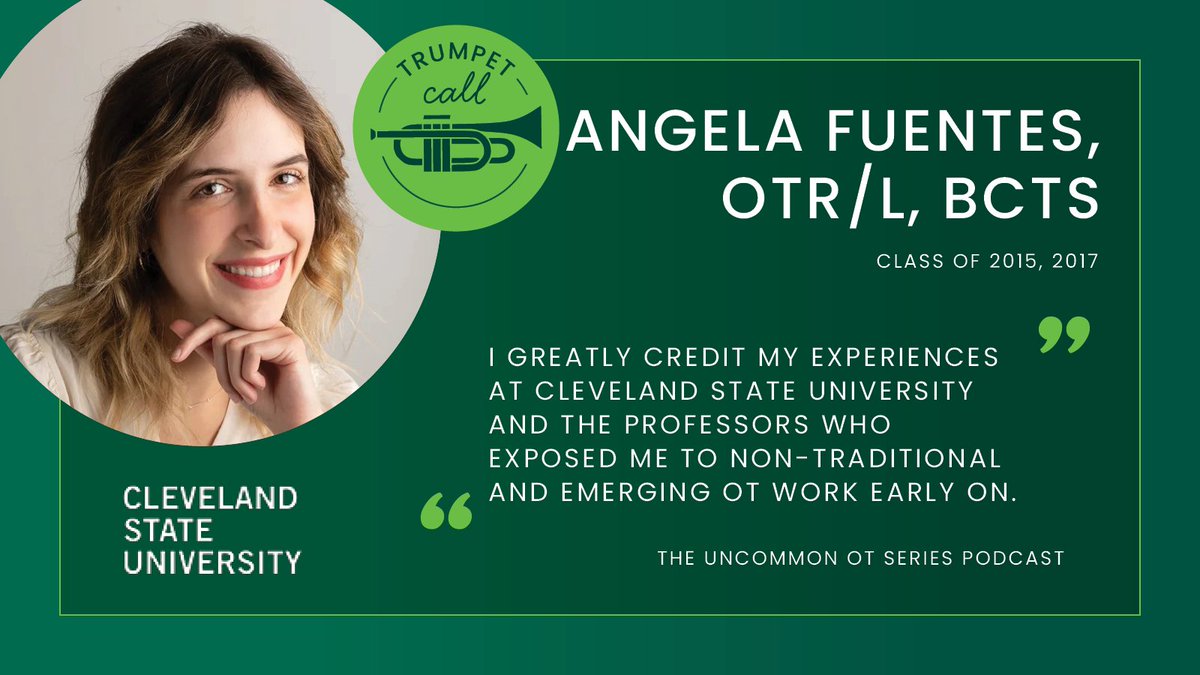 CSU_President's tweet photo. Telehealth specialist, advocate & blogger (https://t.co/mrDtWlDy0e), Angela Fuentes ’15, ’17 has been using her OT skills to help Ohio schools with large refugee student populations & to promote teletherapy as an effective and accessible means of OT for everyone. #TrumpetCall https://t.co/Edr3u7rb7G