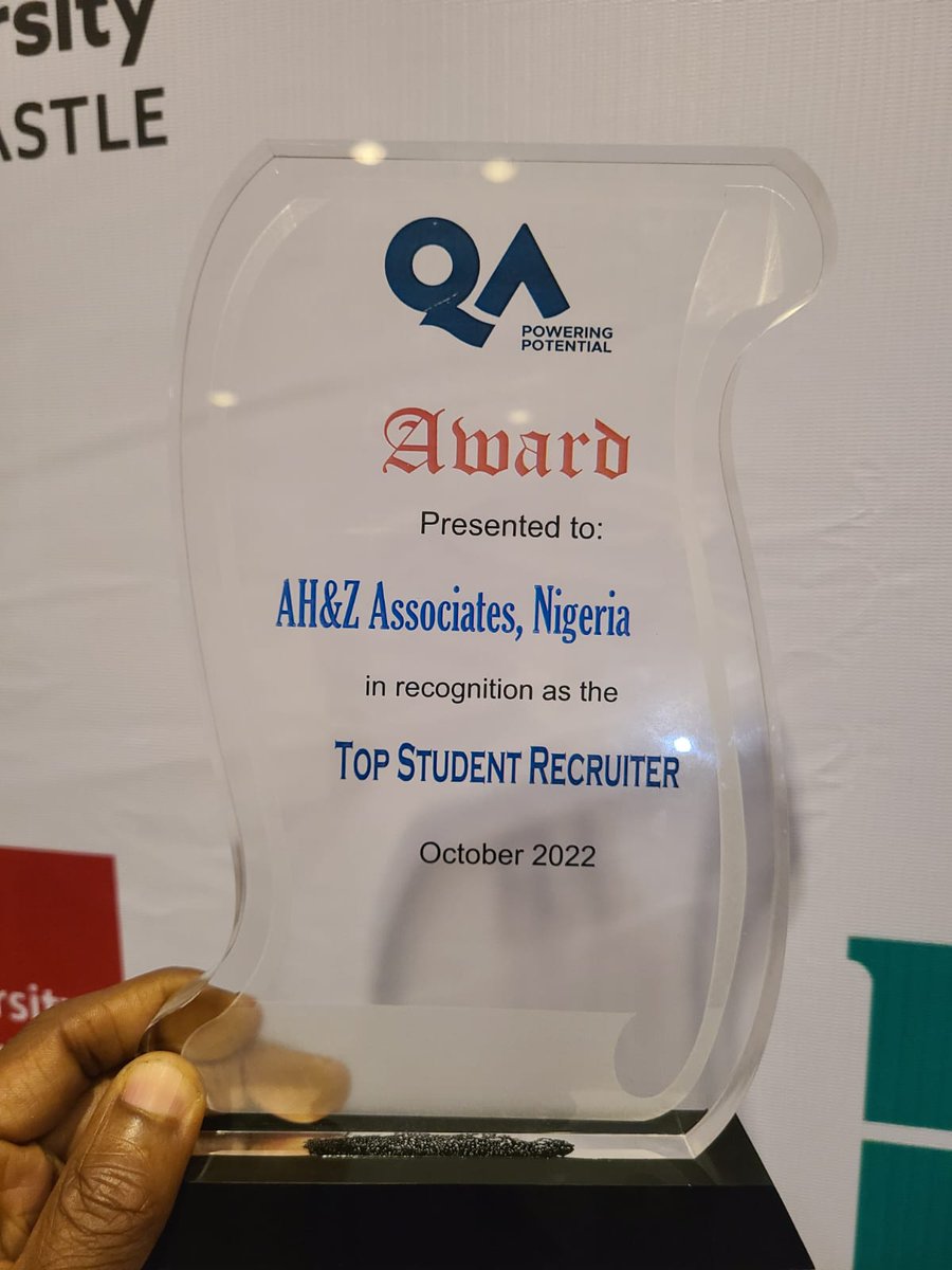 ahzassociatesng's tweet photo. We were awarded as the Top #Recruiter in Nigeria by our esteemed business partner, QAHE Limited for an outstanding relationship and #performance over the years. https://t.co/7wZKGuOn9P