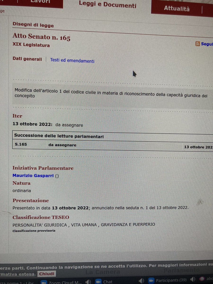 “Modifica dell’art 1 del CC in materia di riconoscimento della capacità giuridica del #nascituro”
Proposta di legge presentate da #Gasparri 5 gg fa.
Perché non intendevano vietare l’#aborto e perché non ci sono cose più urgenti di cui occuparsi…