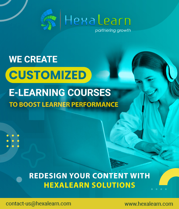 HexaLearn's tweet image. We develop customized eLearning courses for your unique training requirements. We provide a wide range of custom eLearning services.

Reach us at contact-us@hexalearn.com

#HexaLearn #eLearning #CustomizedeLearning #CustomContentDevelopment #CustomVideo #eLearningServices