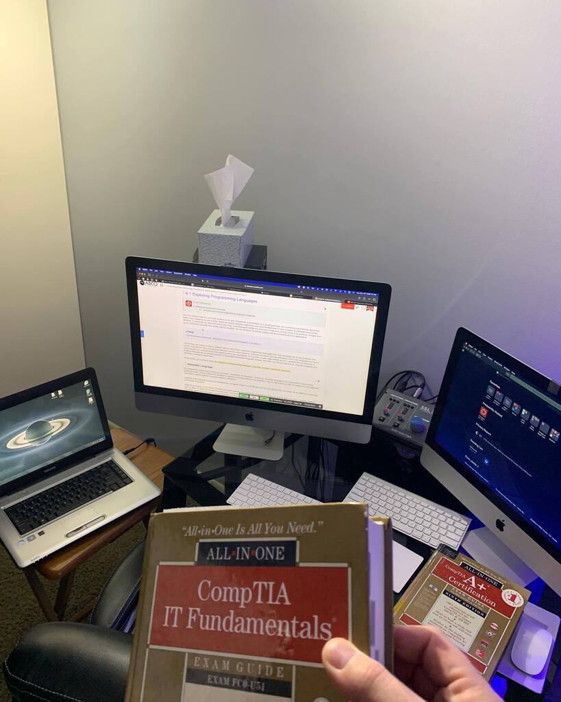 jcutler818's tweet photo. Voiceover and Information Technology…I’ve went from one computer to three in the blink of an eye. Had to get out old computers to assist me in my quest to secure a degree in IT, specifically “Cyber Security”. It’s only just begun too, this is week 3 … https://t.co/9MRaz6sKru https://t.co/GXYsNCwV6R