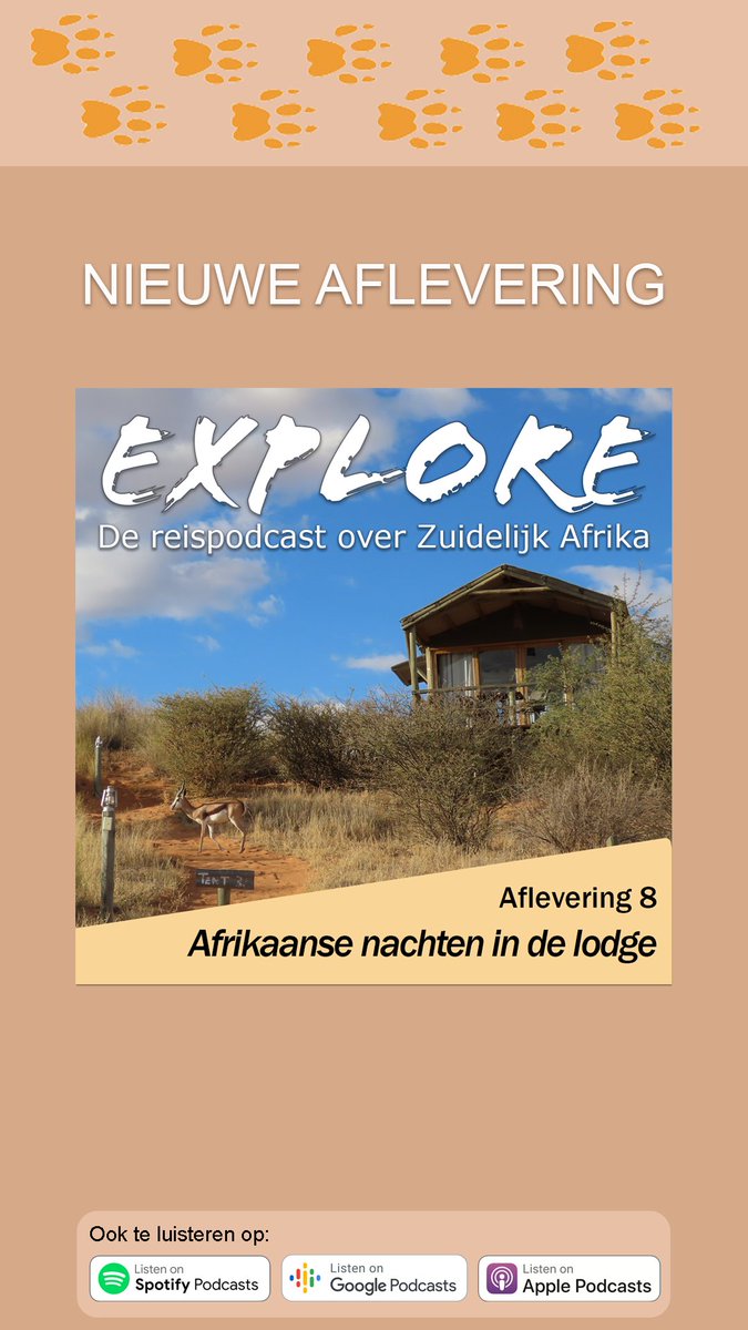 Aflevering 8 van de reispodcast Explore staat online!
Wat mag je verwachten van overnachten in lodges en welke luxe zijn er wel (of niet) bij zo’n verblijf. 
Elise vertelt ook nog over schorpioenen die licht geven in het donker.
Je vindt de podcast via explorepodcast.nl