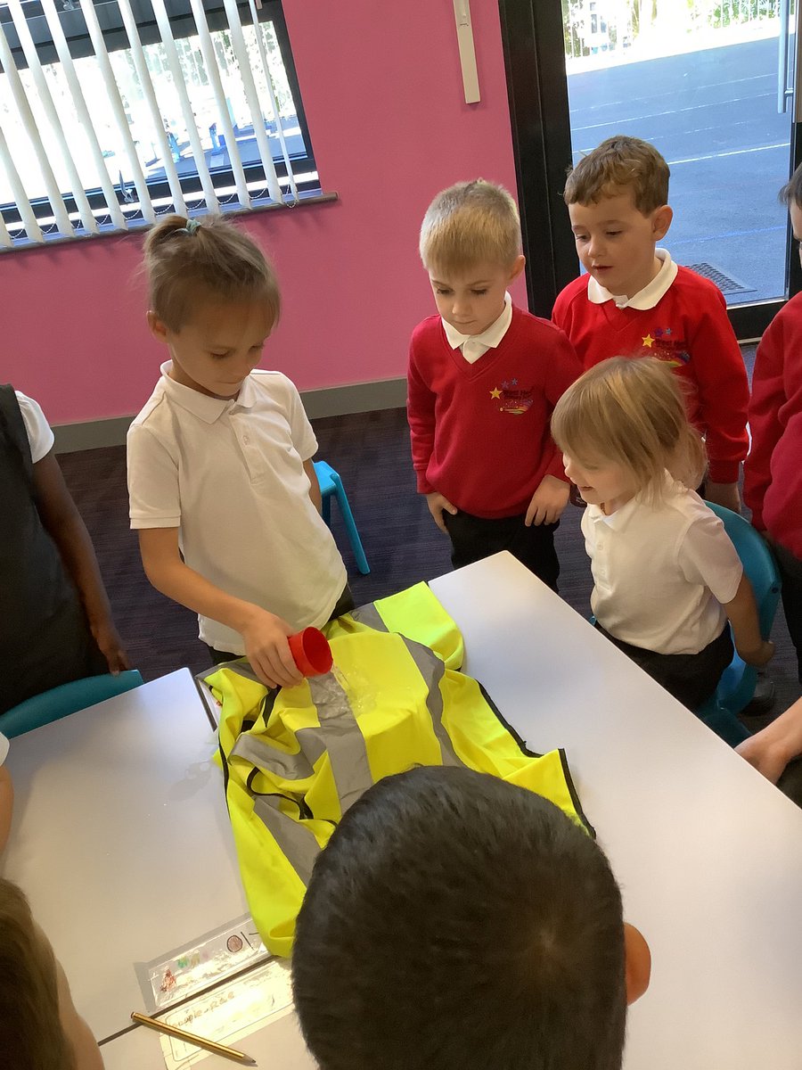 westheathprim's tweet photo. #WHPSClass3 have been scientists this afternoon and have investigated which materials would be suitable for an Autumn coat for Ted. We found out that the plastic was the one to keep him dry; poor Ted got soaked with the fabric and the paper! https://t.co/tiJEidSaHS