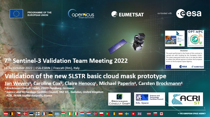 BrockmannCon's tweet photo. 🔵📢Follow us today at the 7th #S3VT team meeting at @ESA_EO #ESRIN or online with multiple contributions:
#Sentinel3 #validation #atmosphere https://t.co/NFiMO8M1Eu