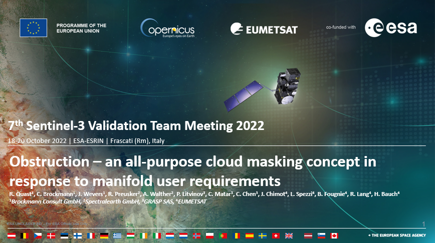 BrockmannCon's tweet photo. 🔵📢Follow us today at the 7th #S3VT team meeting at @ESA_EO #ESRIN or online with multiple contributions:
#Sentinel3 #validation #atmosphere https://t.co/NFiMO8M1Eu