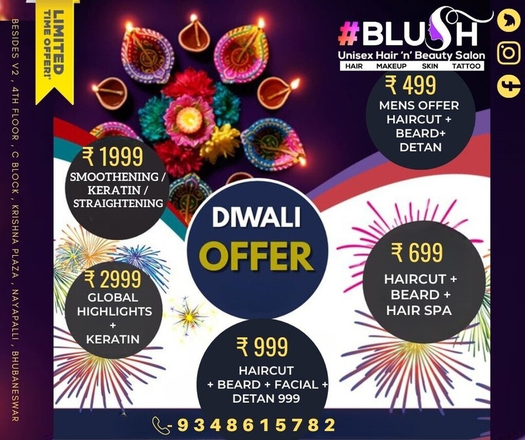 BBSRBuzz's tweet photo. @blush.barnali : Guyzzzz we are so happy to introduce you to the most pocket friendly offer this #Diwali so let's all celebrate Diwali with Blushπ
For more details and bookings contact: +91 9348615782
#bestsalonintown #besthairservice #saloninbbsr #diwalioffer #salontime #pa⦠https://t.co/ToqisbkAOG