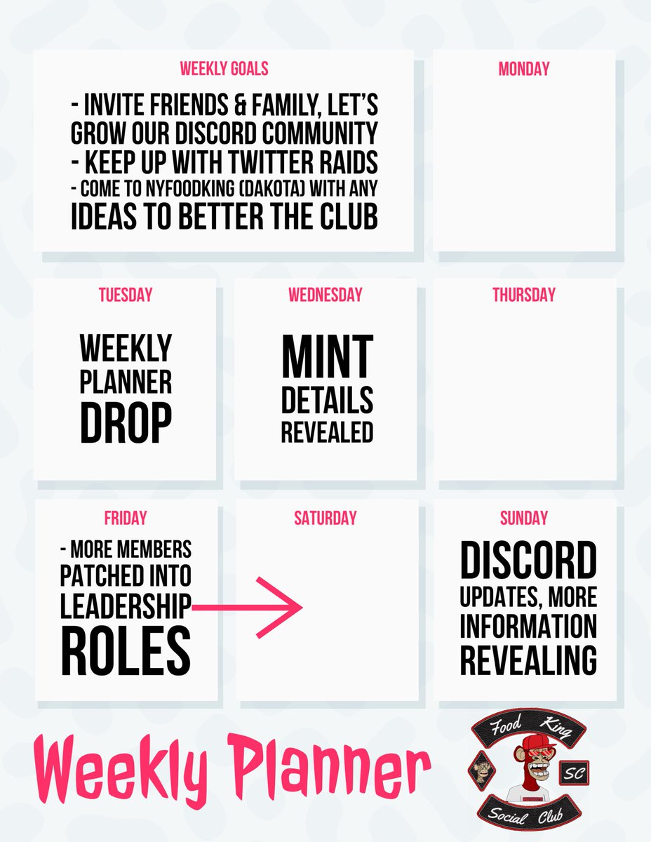 F_KSocialClub's tweet photo. Have you joined @F_KSocialClub yet?? 

Pre-mint, you’re still early. 👀💯

Weekly planner dropped today ✔️

Join our ranks, start working your way to a Patched in role 🩸‼️🚨

https://t.co/tfuat1pr9J

#Club #TrendingNow #Worldwide #SOL #Crypto #HouseOfTheDragonHBO #LFG https://t.co/vxhANGQqME