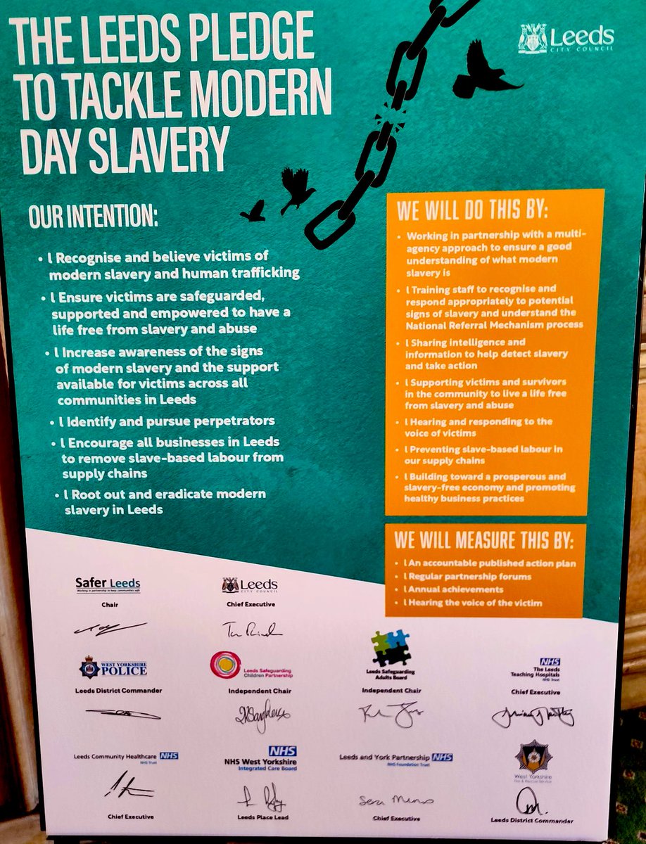 ⛓The city of #Leeds launches its anti modern day slavery pledge, with a #StrongerTogether commitment & action plan from partners #antislaveryLeeds ⛓