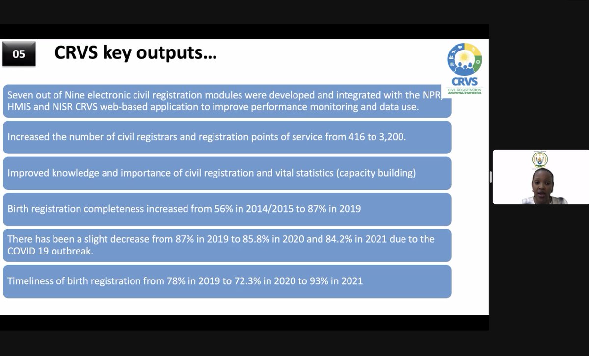 “We need to strengthen political will and leadership support to strengthen #CRVS systems. We need to ensure functional CRVS governance structures in place, which is central for the sub-national level.” - Ms. Josephine Mukesha, Director General of <a href="/NidaRwanda/">NIDA Rwanda</a> #CRVSGender #CRVS2030