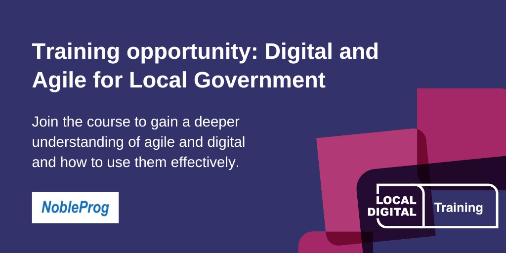🚨 New training opportunity
 
Join the Digital and Agile for Local Government course to gain a deeper understanding of agile and digital and how to use them effectively.

The dates currently available are:

📅 23-24 Nov
📅 12-13 Dec

Express interest ⤵
forms.office.com/r/2AhBk69FPY