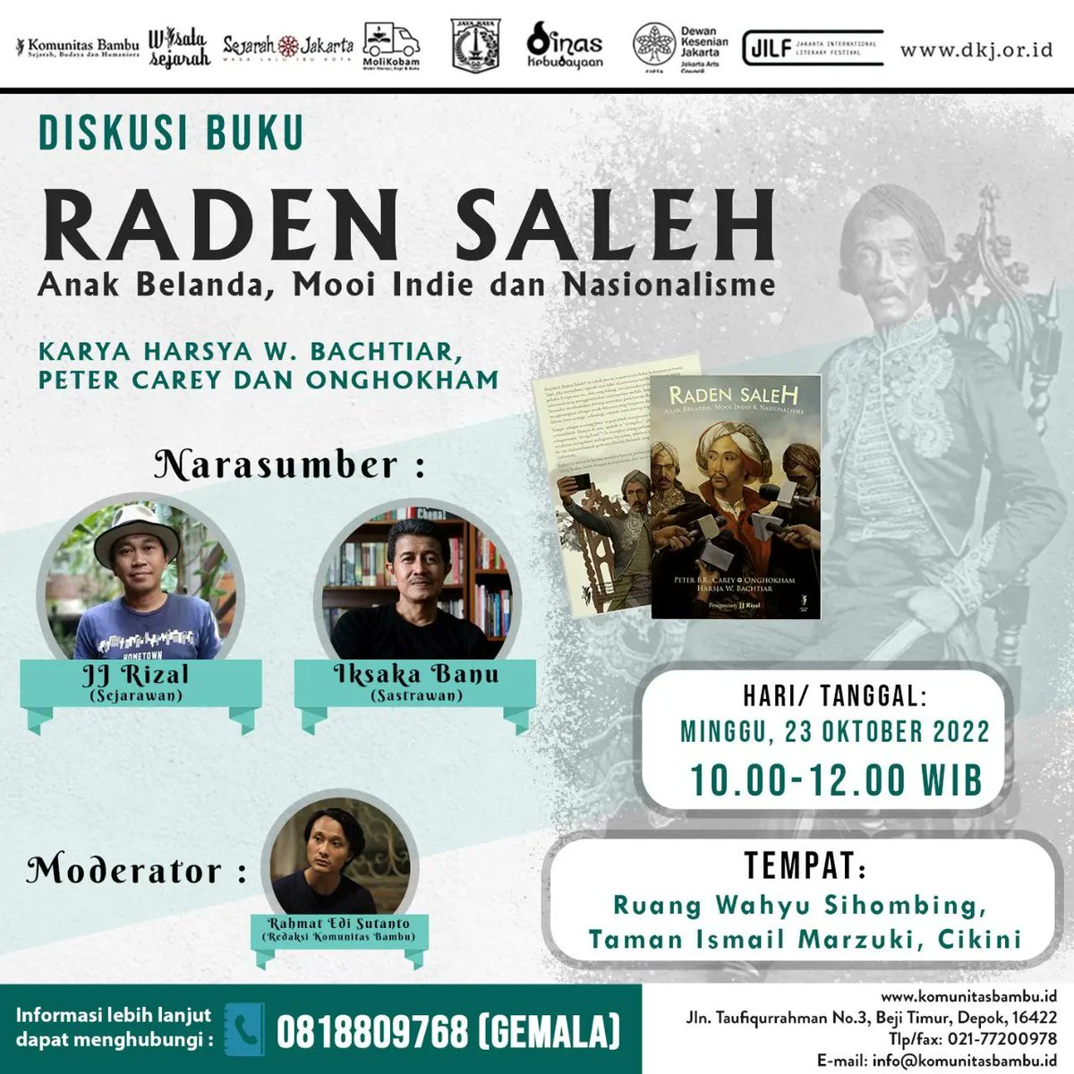 JJRizal's tweet photo. yg belom punya agenda akhir pekan ini en ingin menelusuri jejak sejarah raden saleh dari rumahnya yg jadi rumah sakit sampe Kebon binatangnya yg jadi taman ismail marzuki, bisa pilih acara @wiskobam @KomunitasBambu en jilf @JakArtsCouncil https://t.co/AfUWtz2lqb