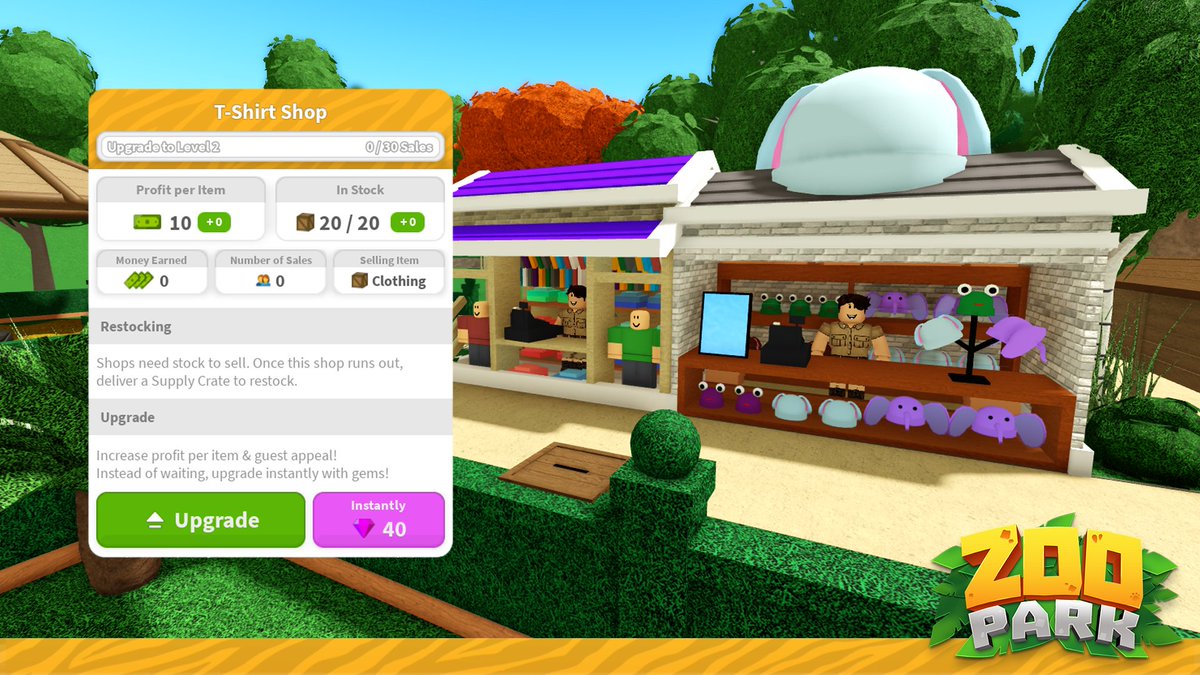 ZooParkTycoon's tweet photo. Managing your economy will allow you to make a fun AND profitable Zoo. 🤑

Here's a merchandise shop preview, one of the many interactive items part of Zoo Park Tycoon. 🛒

Follow us and join our Discord to not miss the next preview! https://t.co/QjgKWUxno0 🏗 #Roblox #RobloxDev https://t.co/mY74MaQJlU