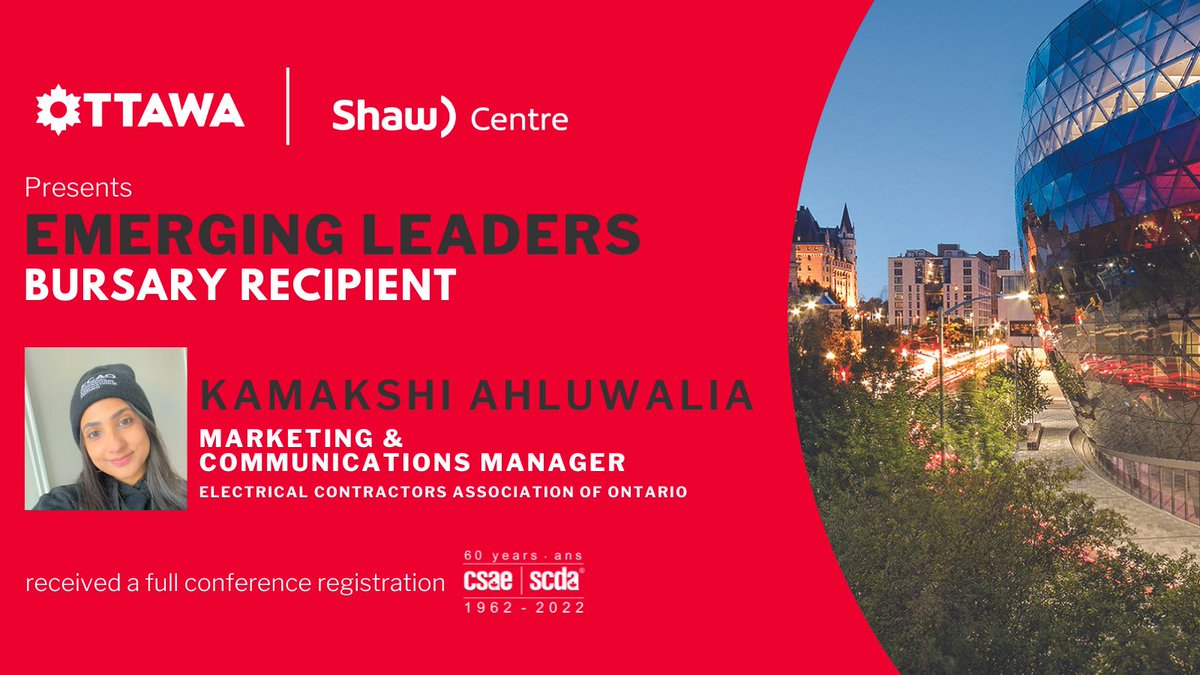 MeetOttawa's tweet photo. @Ottawa_Tourism and the @Shaw_Centre presents the Emerging Leader Bursary recipients.

We are thrilled to have 10 recipients to receive a full conference registration for #CSAE2022 Conference - Reunite this week as they navigate their leading careers!

 #emergingleaders #bursary https://t.co/4i6S0AyMq2