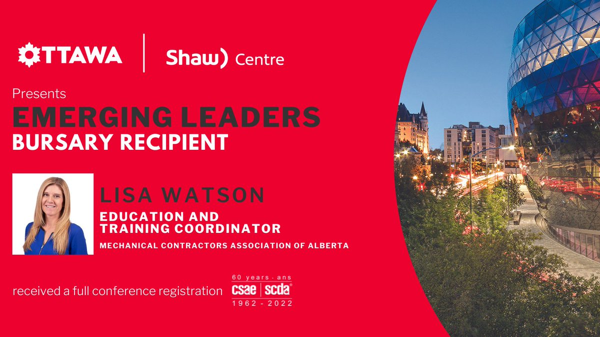 <a href="/Ottawa_Tourism/">Ottawa Tourism</a> and the @Shaw_Centre presents the Emerging Leader Bursary recipients.

We are thrilled to have 10 recipients to receive a full conference registration for #CSAE2022 Conference - Reunite this week as they navigate their leading careers!

 #emergingleaders #bursary