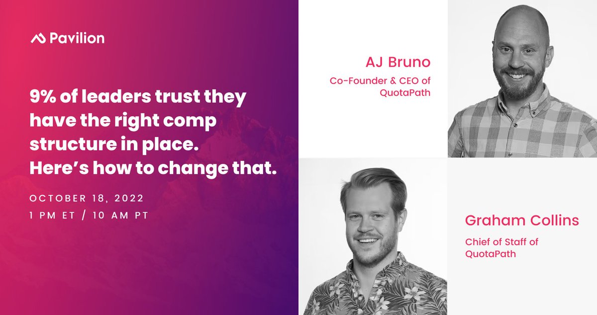 TODAY'S THE DAY! Join us for a chat with <a href="/QuotaPath/">QuotaPath</a>  about why so many leaders don't trust they have the proper compensation structure and how to change that: bit.ly/3D7XzFe <a href="/ajb376/">AJ Bruno ❤️ Memecoin</a>