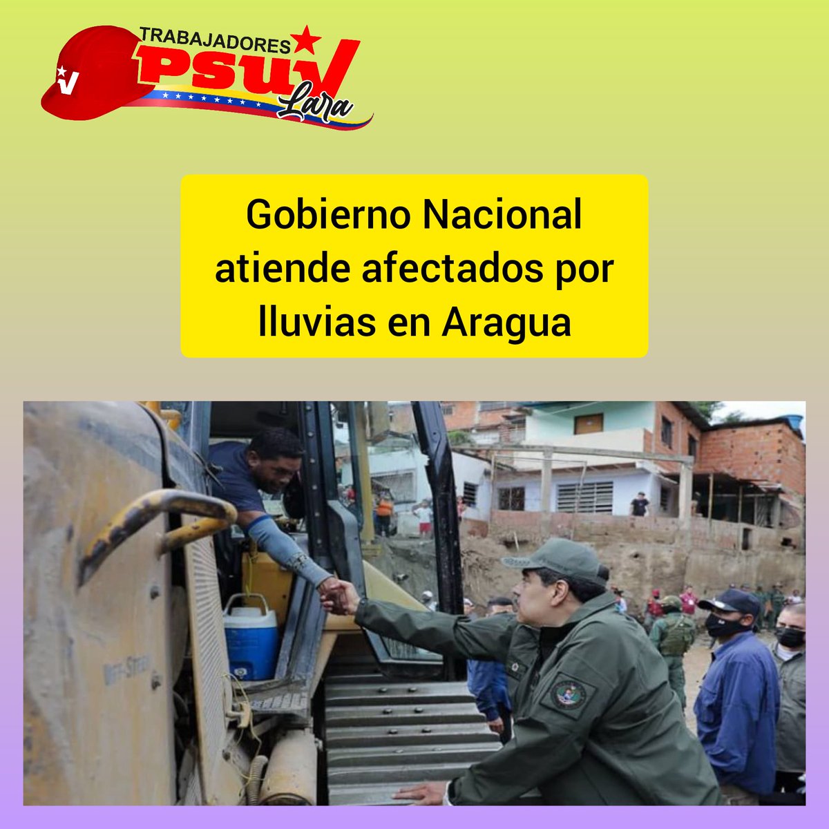 Noti Trabajadores PSUV Lara. #18Octubre

*Gobierno Nacional atiende afectados por lluvias en el estado Aragua. 

*Presidente Maduro anuncia la incorporación de 300 solados para atender población de El Castaño tras desborde de río. 
#UnidosConElCastanoYTejerias <a href="/PartidoPSUV/">PSUV</a>