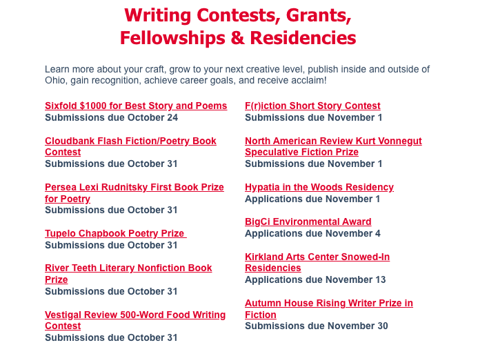 MattWeinkam's tweet photo. If you are a writer in NE Ohio you need to sign up for @litcleveland's newsletter, an essential weekly roundup of upcoming literary events, contests, residencies, fellowships, classes and more. 

https://t.co/sLWG90lbzi https://t.co/9sSqCLvcWk