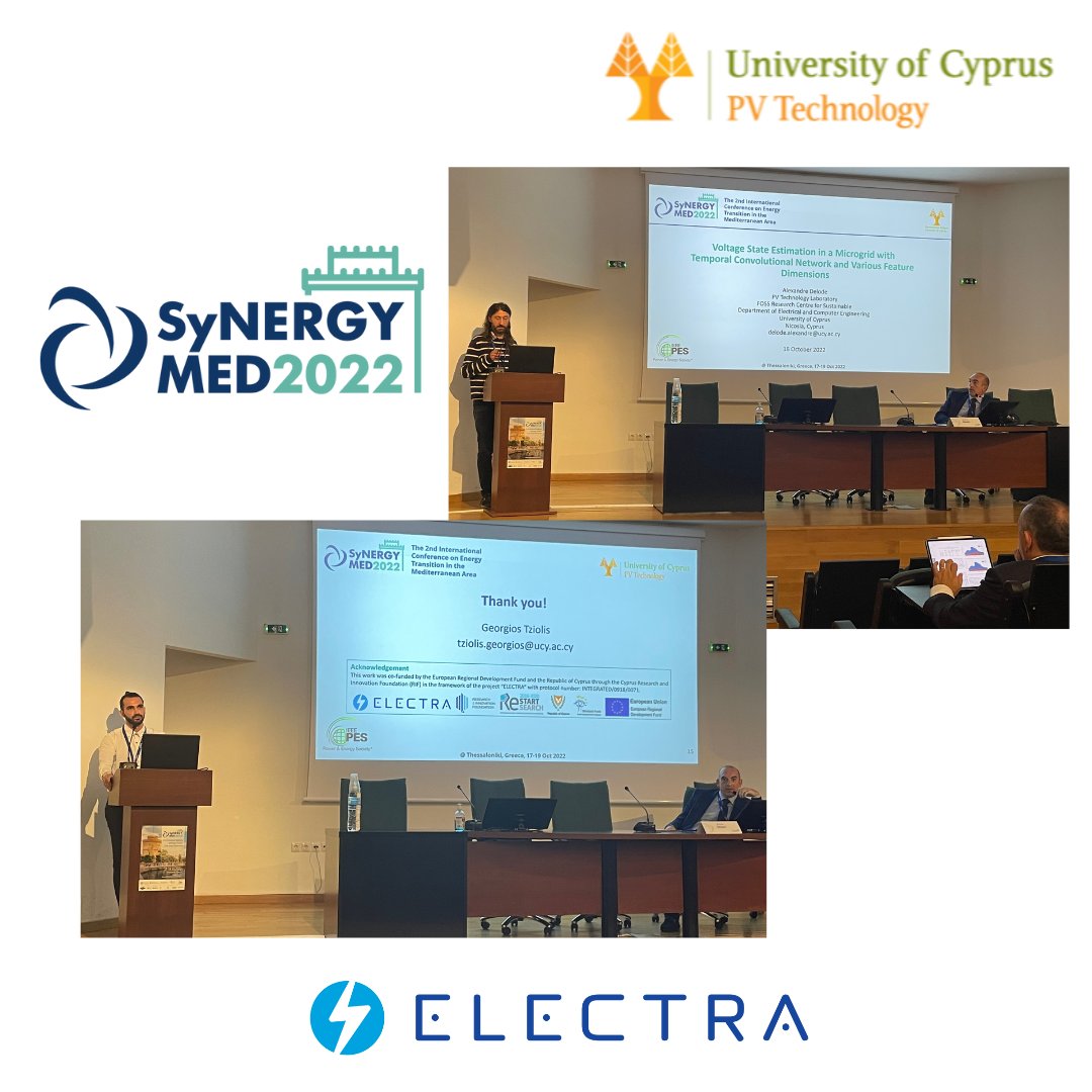 PHAETHONCoE's tweet photo. #SyNERGYMED2022 Update: Another 2 oral presentations of the ELECTRA project at the SyNERGY MED2022 today! Alexandre Delode&amp;Georgios Tziolis PhD students&amp;researchers of @PVLab_FOSSUCY @UCYOfficial delivered their oral presentations: https://t.co/v1MtcOYUFy https://t.co/vIzdoZIZgL