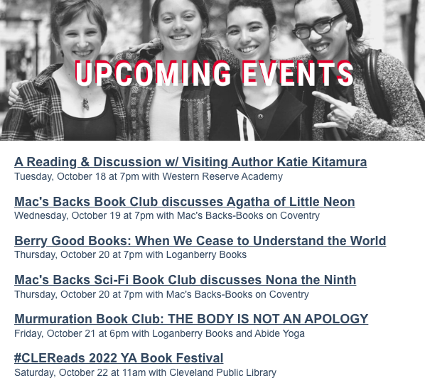 MattWeinkam's tweet photo. If you are a writer in NE Ohio you need to sign up for @litcleveland's newsletter, an essential weekly roundup of upcoming literary events, contests, residencies, fellowships, classes and more. 

https://t.co/sLWG90lbzi https://t.co/9sSqCLvcWk