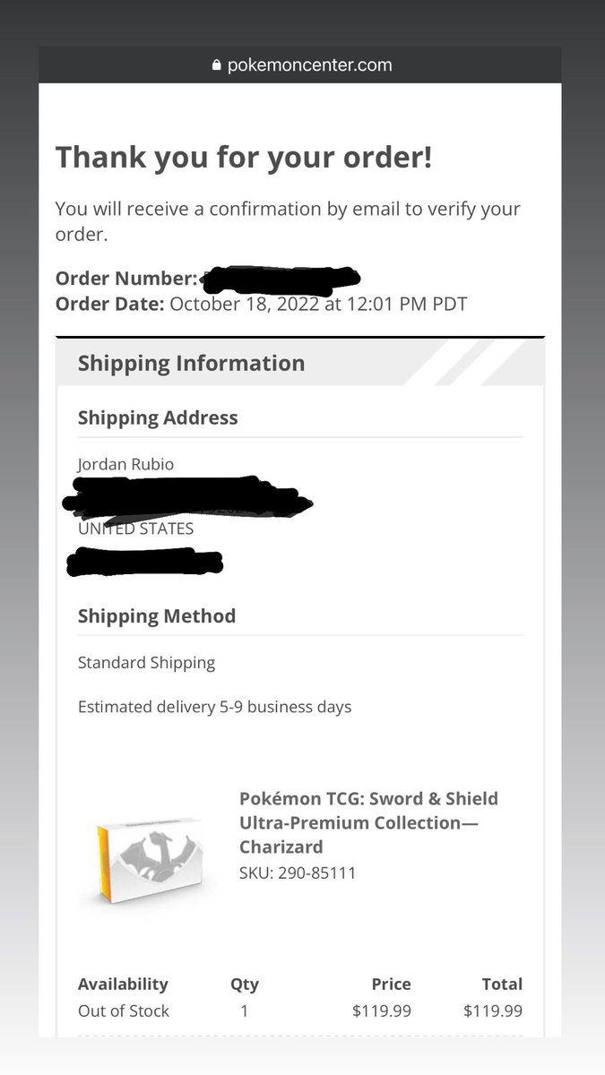 JordanRubio8's tweet photo. @PokemonDealsTCG I tried multiple times. And right when the clock switch 12pm PST it worked. Let’s hope it doesn’t get canceled now. 🫡🥸 https://t.co/G1BIxw4BJi