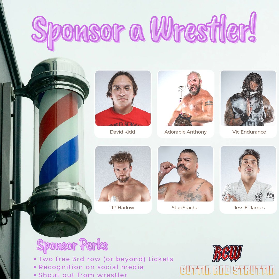 Wrestler sponsorships for Nov. 19 are NOW OPEN!! DM me to get started! Several have already been taken! Inquire now!