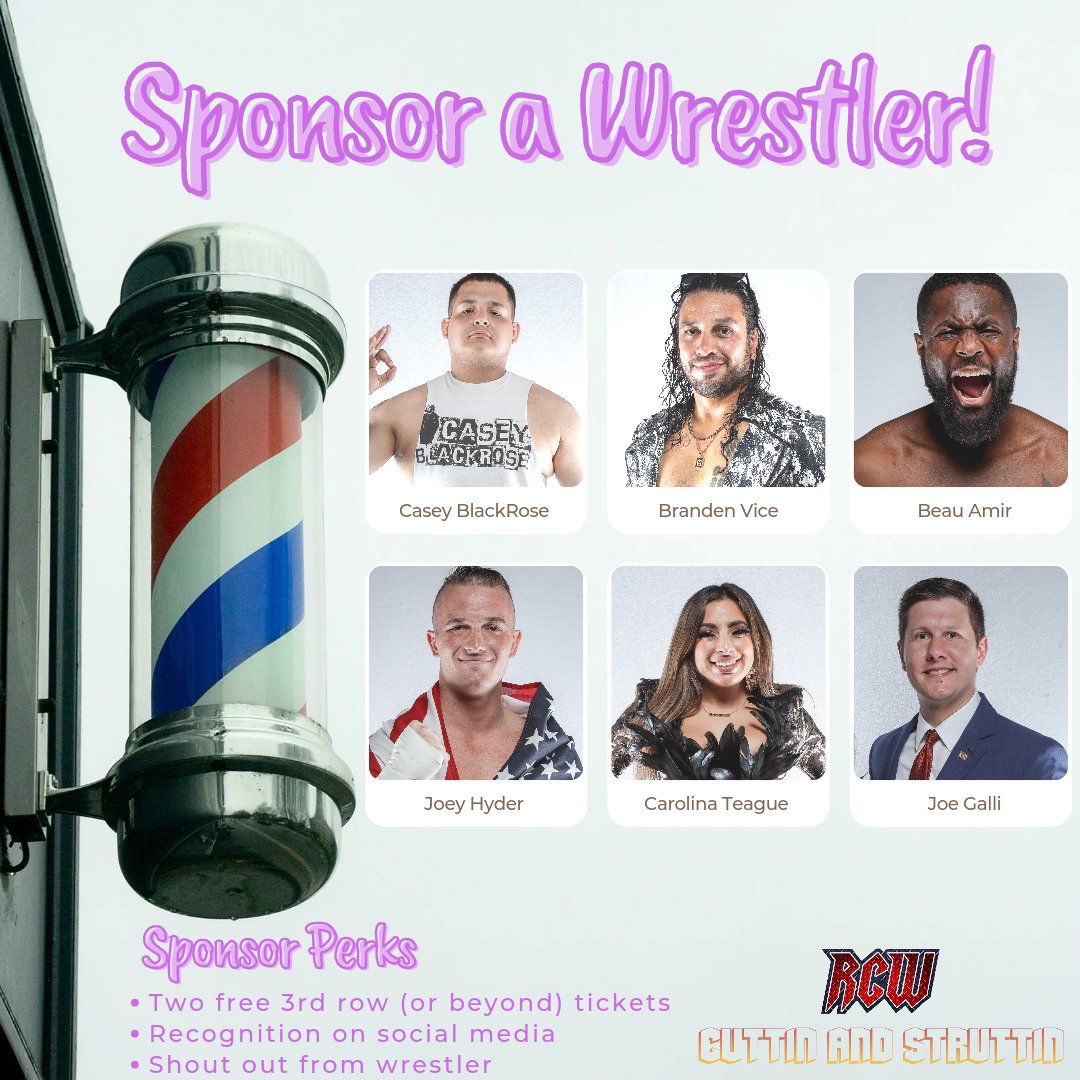 Wrestler sponsorships for Nov. 19 are NOW OPEN!! DM me to get started! Several have already been taken! Inquire now!