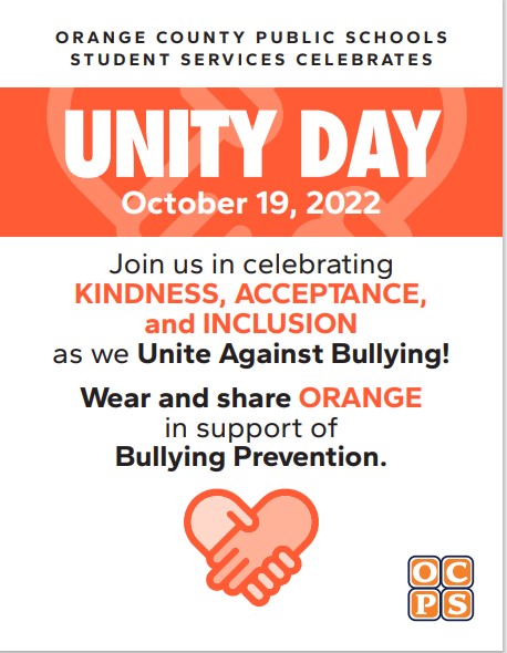 Please join Hillcrest by wearing orange tomorrow, Oct. 19, as we show unity for kindness, acceptance, and inclusion and to send a visible message that no child should ever experience bullying.