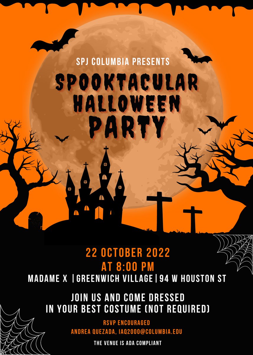 SPJ invites you to annual Halloween Party event 🎃! 

Join us on October 22 at 8pm
rsvp is encouraged