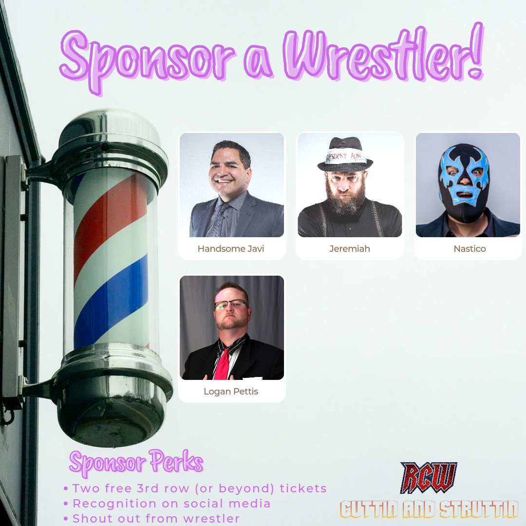 Wrestler sponsorships for Nov. 19 are NOW OPEN!! DM me to get started! Several have already been taken! Inquire now!
